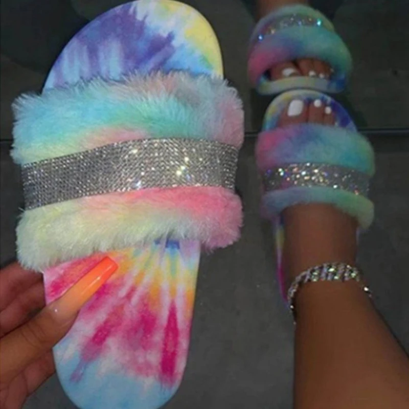

designer slides Women Fur Slippers Furry Slides Winter Warm Slide Indoor Plush Casual Platform Shoes House Slippers Women