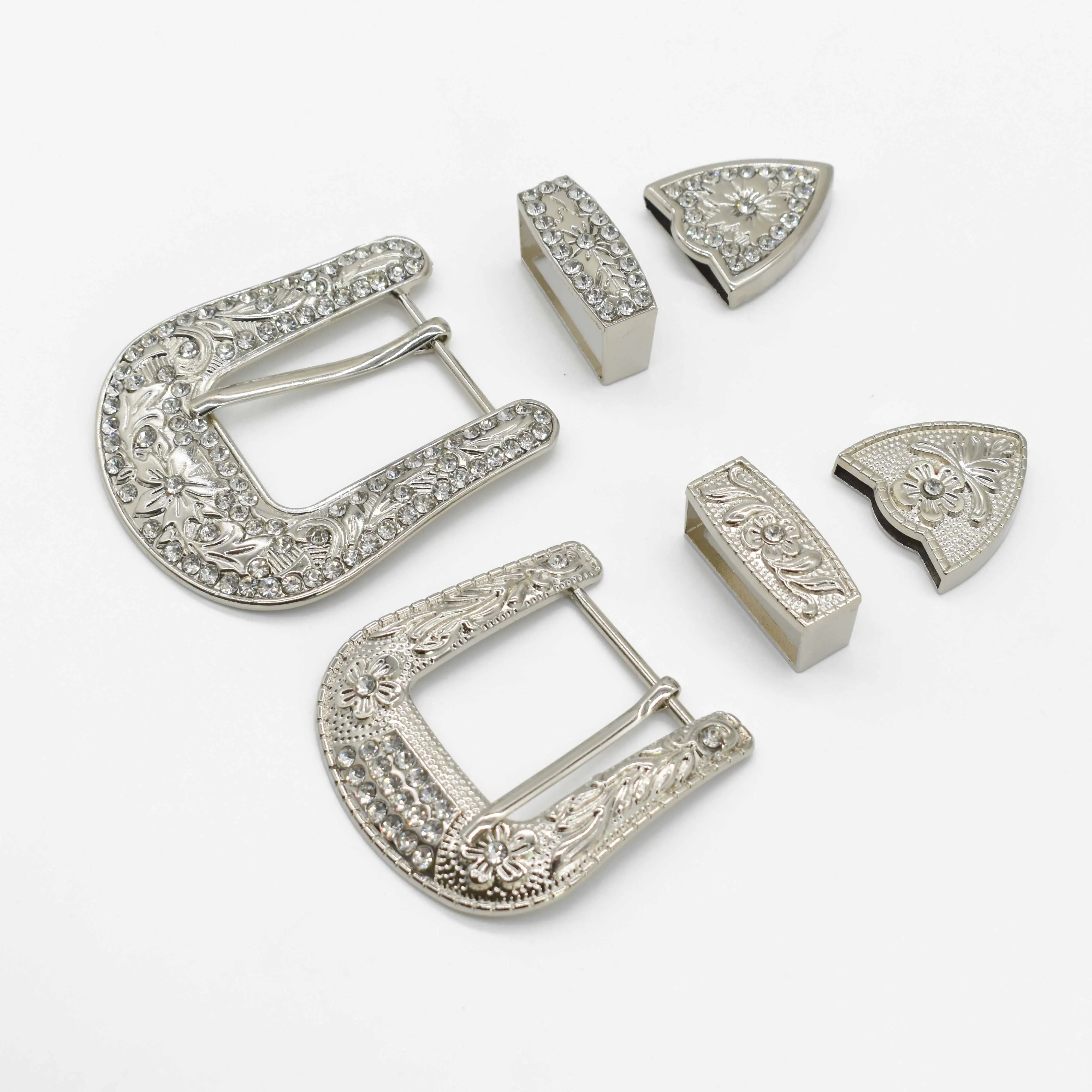 Hardware Mexico Luxury Metal Western 3 Piece Banding Belt Buckle Set Screws Belt Buckles 3 Pieces Set