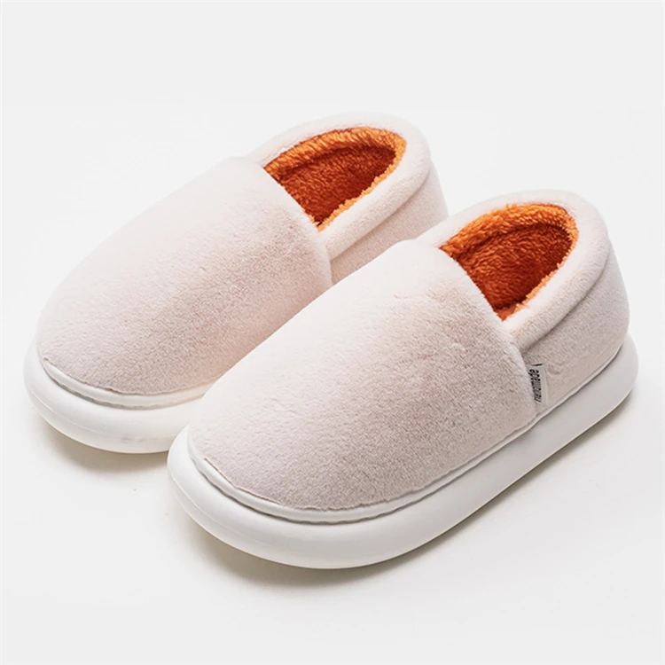 

D13426 Simple style fall and winter solid color home antiskid keep warm unisex 2021 cotton flat shoes, Black, khaki, pink, beige