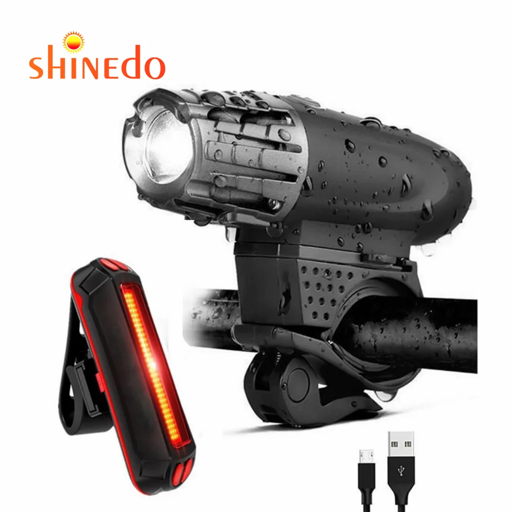 

200lm XPE USB recargable 4 modos Juego de luces de bicicleta LED headlight Bicycle Light, Black