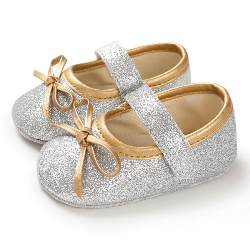 

EVERTOP low MOQ soft sole bling bling upper pretty prewalker baby shoes baby dress shoes