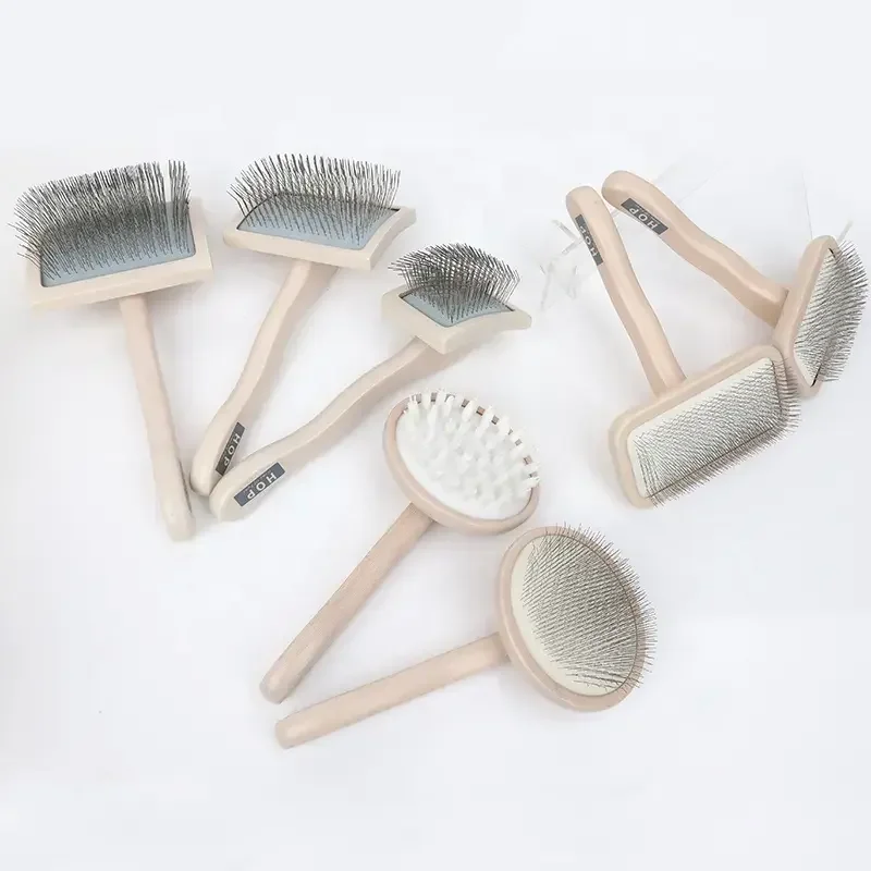 

Portable wooden soft cat combs dog hair grooming slicker brush for pets
