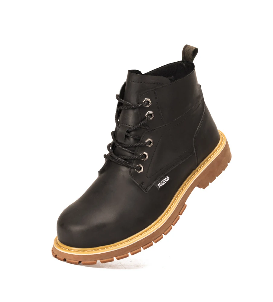 

Fashion England style Indestructible Steel toe Industrial Shoes Anti puncture anti slip Men Safety Boots for construction, Black,brown,yellow