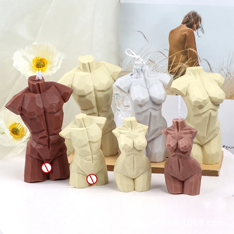 

B-1104 3D wax holder unique candles aromatherapy nude body candle moldDIY handmade making silicone Mosaic candle mould