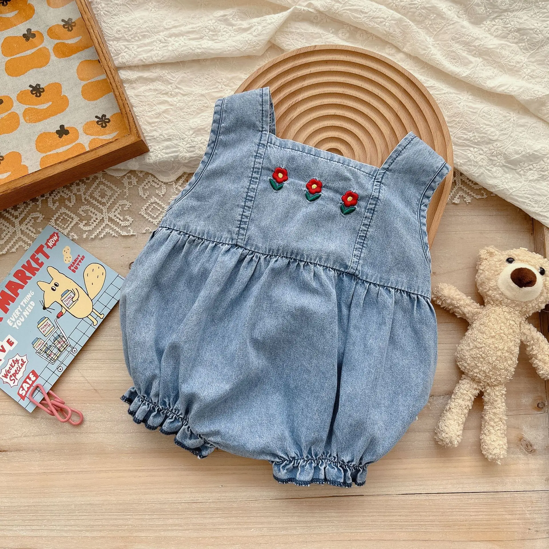 

Summer New kids clothes baby girls and baby boy cotton suspender romper  denim shorts jumpsuit, More colors/customs color