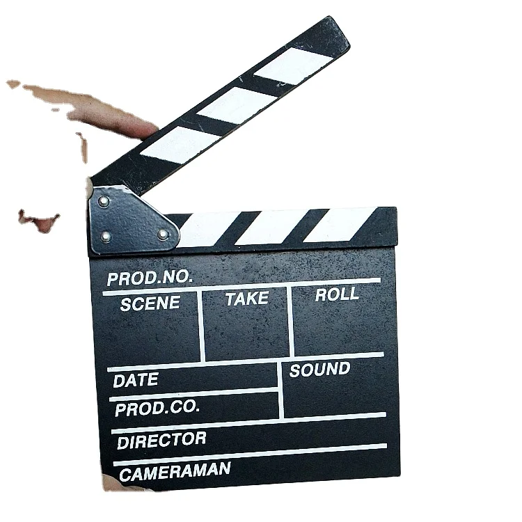 

Wood Director Video Scene Clapperboard TV Movie Clapper Board Micro Video PropsMovie Shooting Props Action Film Slate, Black, white