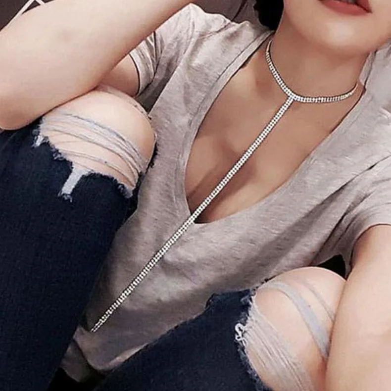 

Sexy superflash stylish sexy body chain hot club Choker rhinestone necklace