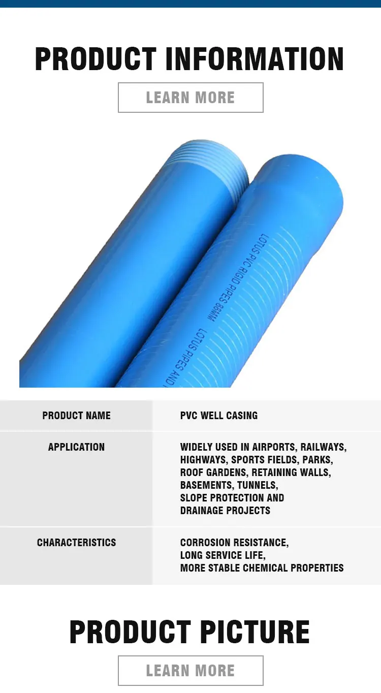 140mm 160mm Pvc Well Casing Screen Pipe Factory Price Thread End Pvc 