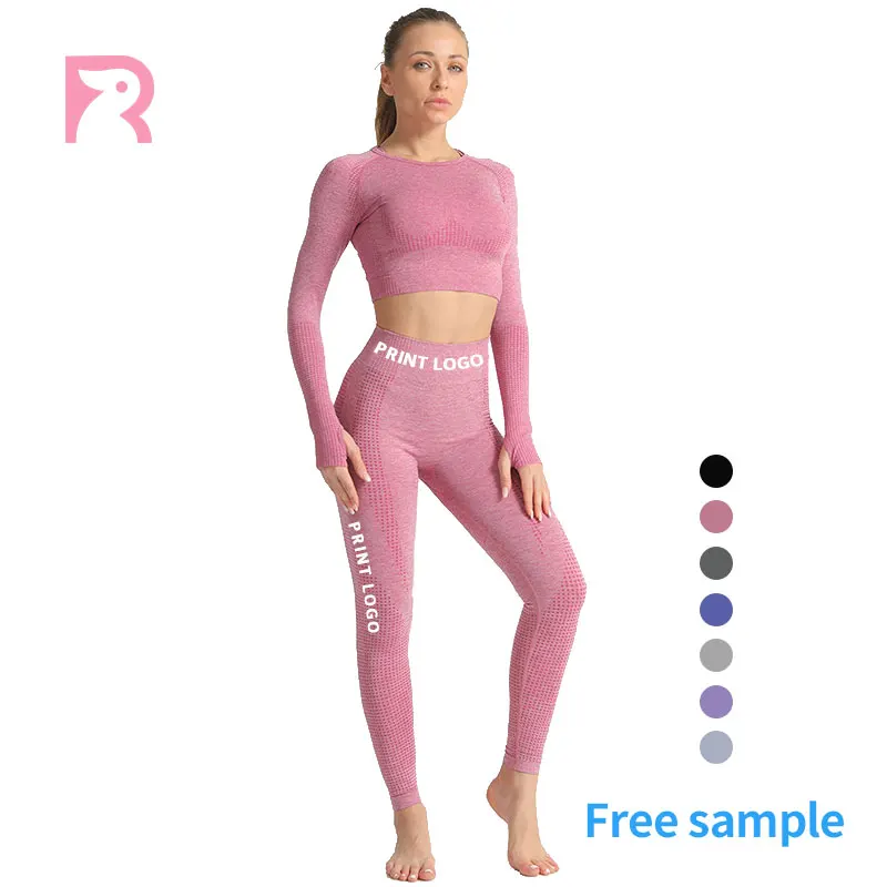 

Cheap Price Custom Seamless Long Sleeve Crop Top Gym Clothes Women Pink Yoga Set For United States