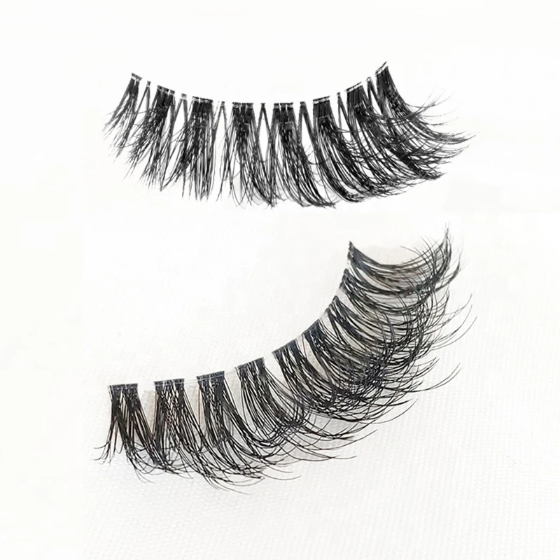 

Wholesale Custom Lash Box Private Label Cruelty Free Handmade 3D Faux Mink Invisivle Band Eyelash with Clear Band, Black