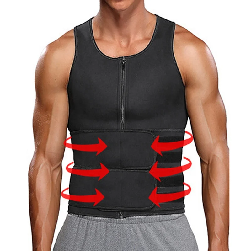 

6309 High Quality Men Waist Trainer Tank Top Compression Shirt Neoprene Slimming Vest Sweat Sauna Shaper For Men, Black