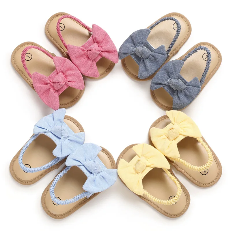

Wholesale 2021 Elastic Summer Newborn Bow Shoes Toddler Infant Slides Baby Girl Sandals For Baby Girls Baby Shoes Girl