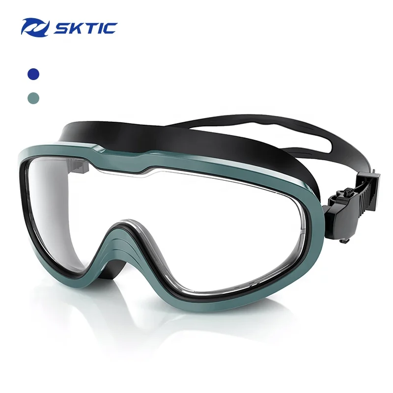 

SKTIC Cheap Swimming Goggles Mask Water Sport Swimming Glasses Mask Snorkel Mask Scuba Diving Training Equipment Men Womens, Dark green