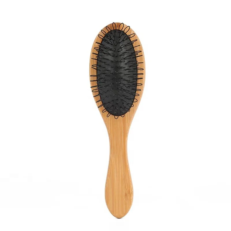 

Custom logo private label natural bamboo handle nylon bristle hair extension tools detangling easy loop hair brush, Natural color
