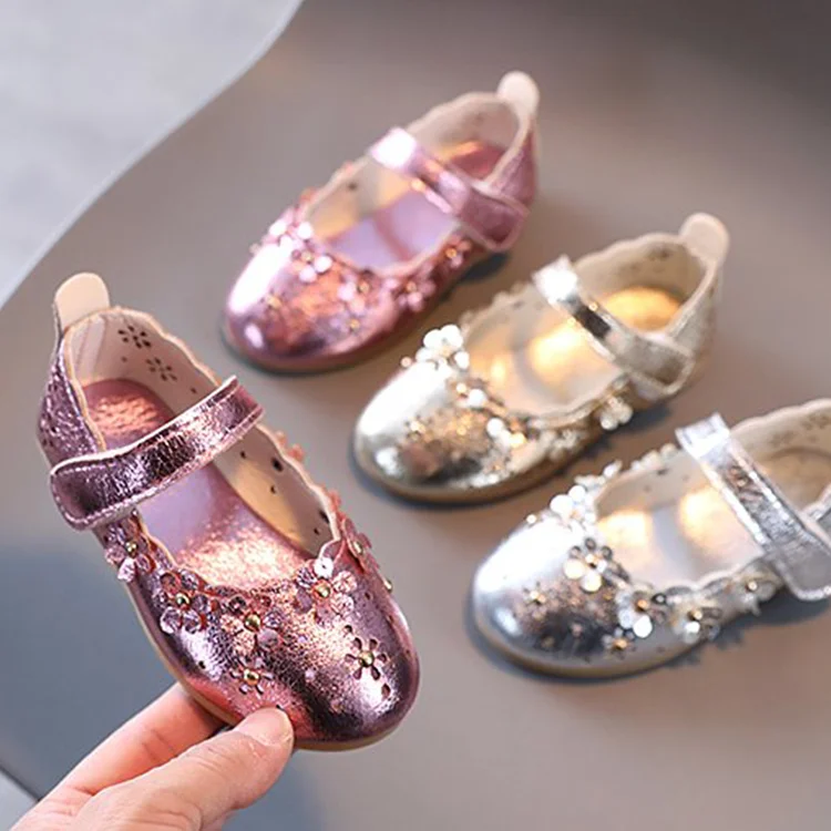 

Factory Wholesale Spring Children Pu Leather Hollow Soft Flower Princess Dress Shoes Girls Birthday Party Shoes, As pictures