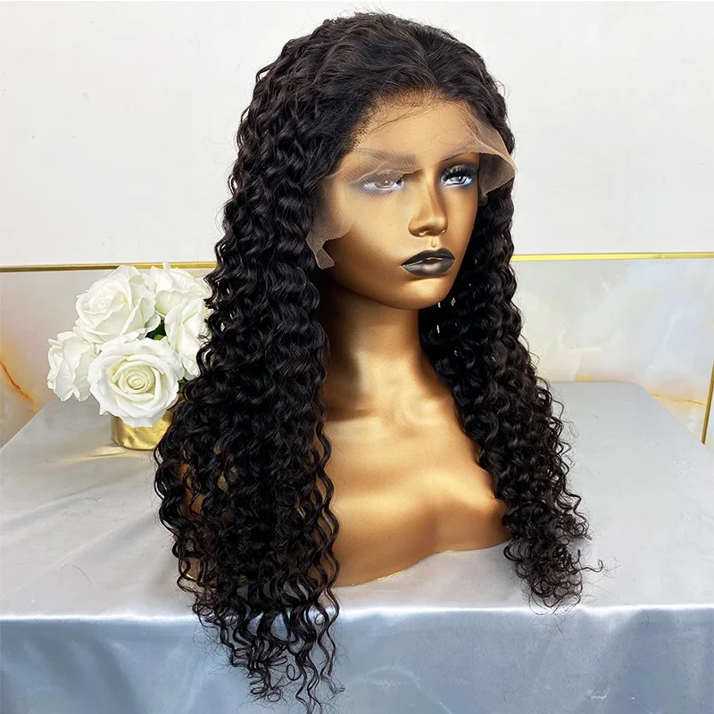 

Deep Wave Lace Frontal Wig With Baby Hair 130%Density Curly Wave Wigs Brazilian Deep Wave Wig Human Hair For Black Women