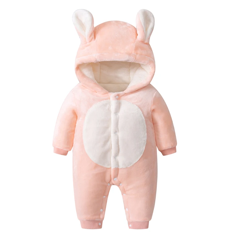 

OEM/ODM Welcome lovely pink winter thicken baby romper high quality 100% cotton baby clothes