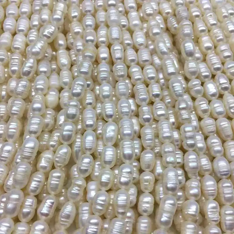 

Wholesale Freshwater Seed Pearl Strand White 5-6mm flowed Rice Pearl with screw thread for Jewelry Making, White, orange, purple