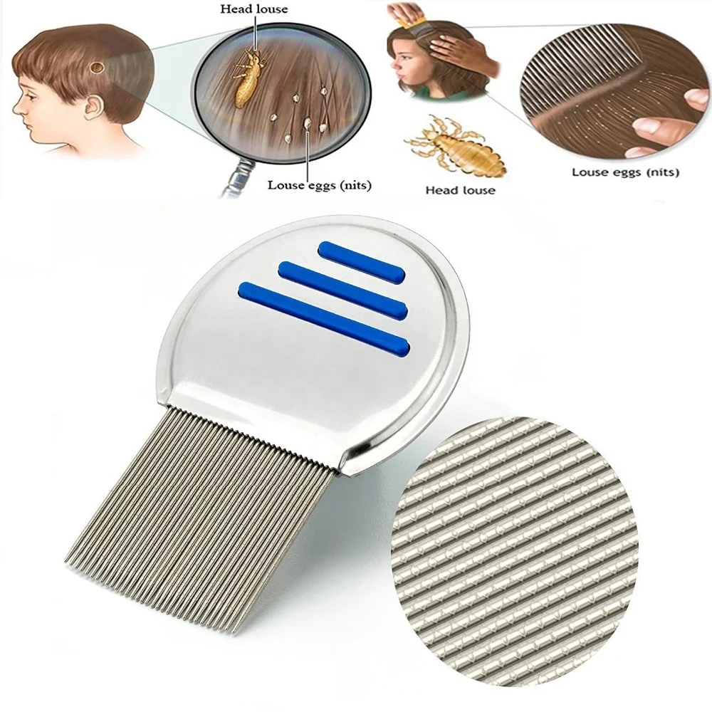 

Nit Comb Stainless Steel Metal Head Lice Comb, Blue+sliver & red+sliver