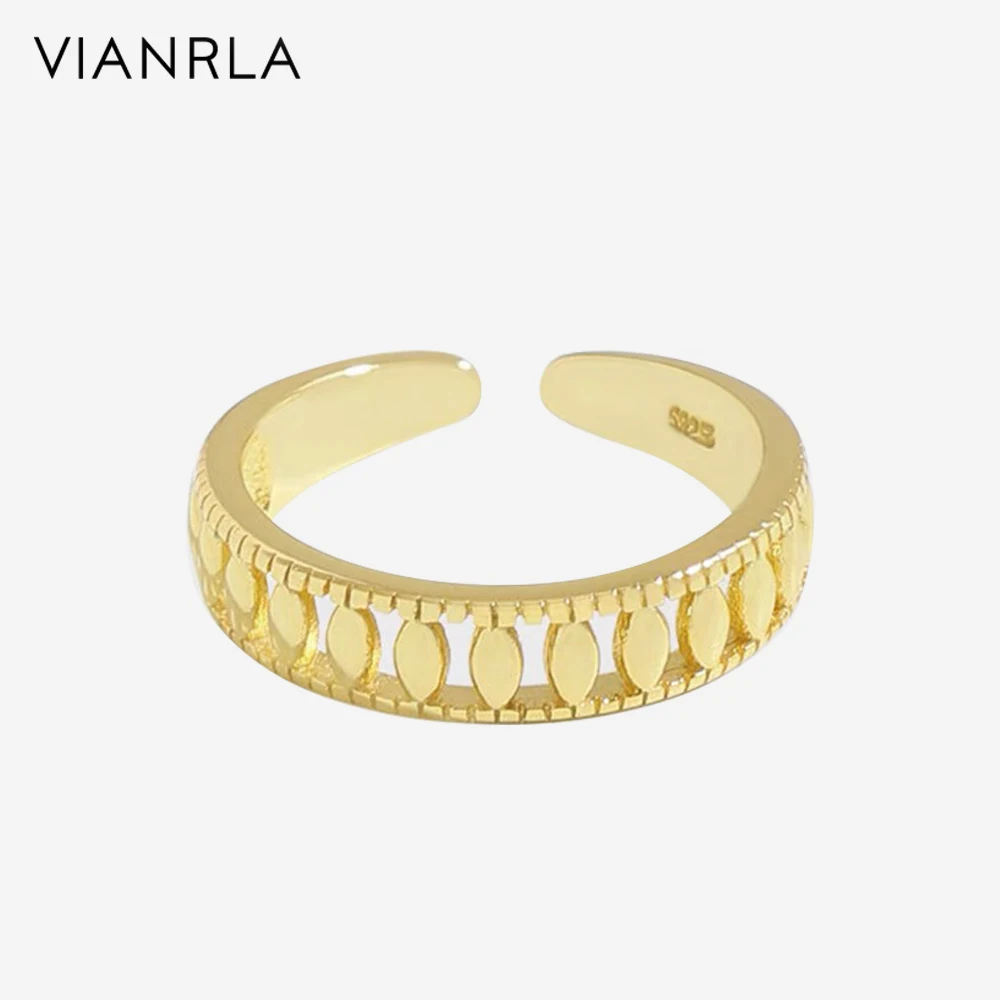 

VIANRLA 925 Sterling Silver Jewelry Hollow Chunky Style 18K Gold Ring Support Drop Shipping Daily Jewelry