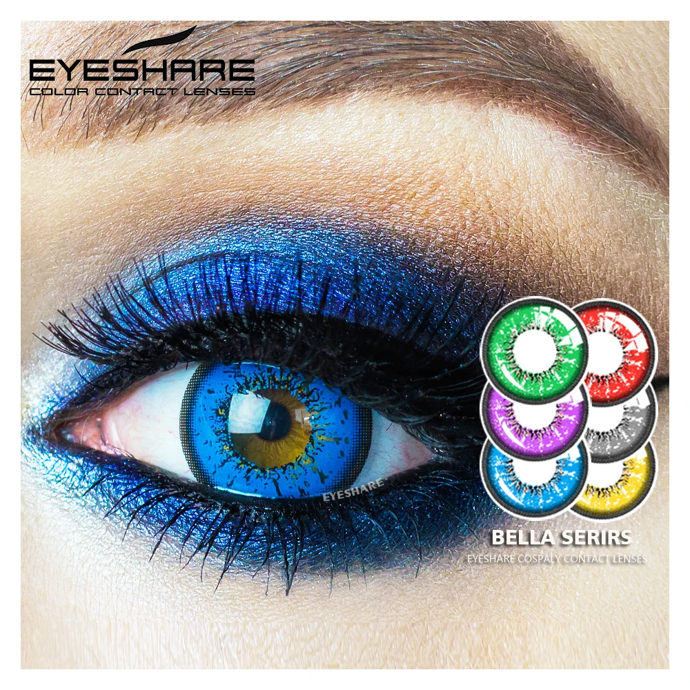 

wholesale NEW Style 1Pair(2pc) Bella Color Contact Lenses Cosplay 14.5mm Soft Colored Eye Contact Lenses, 12color