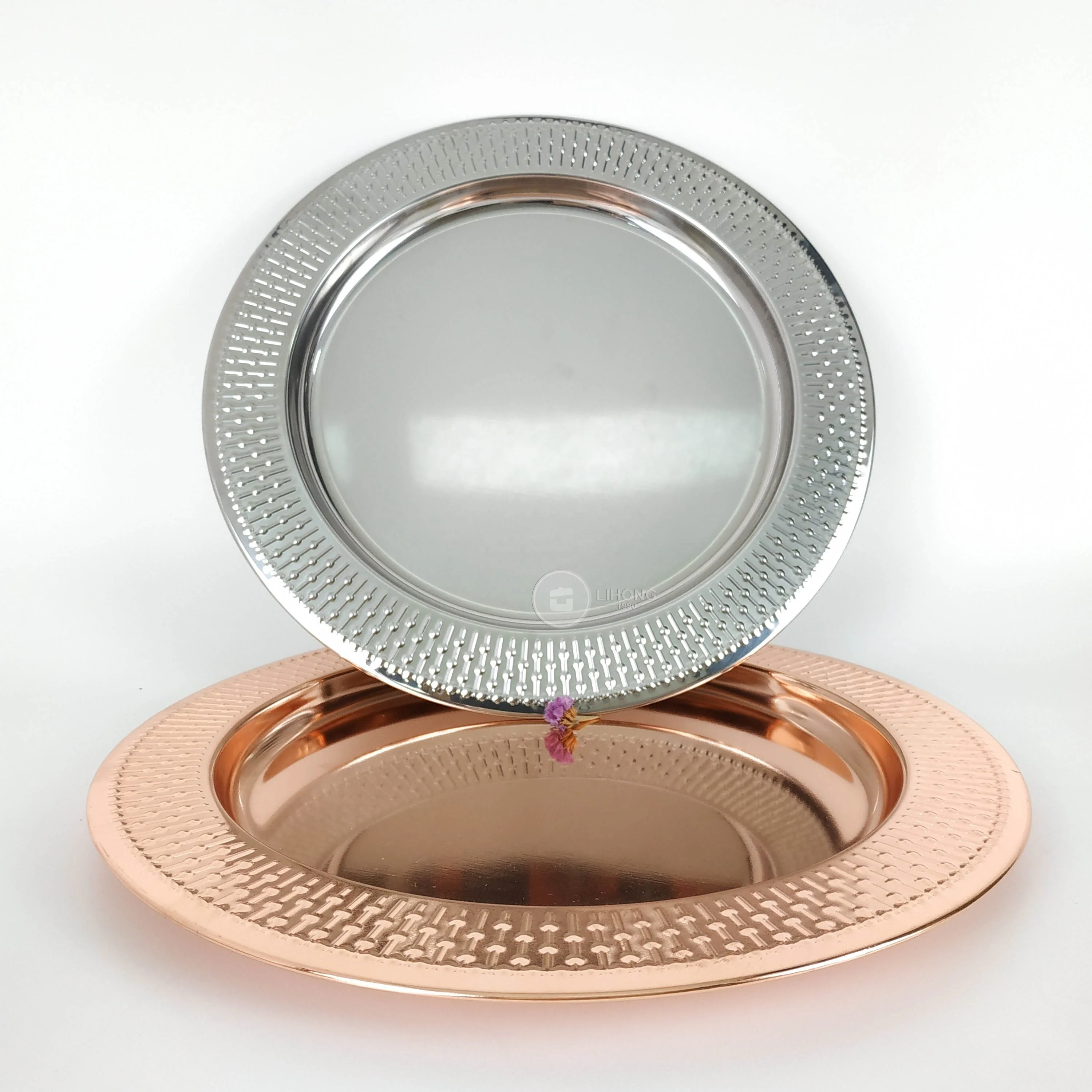 13 inch Stainless Steel Charger Plate Rose Gold/Silver For Wedding Decoration