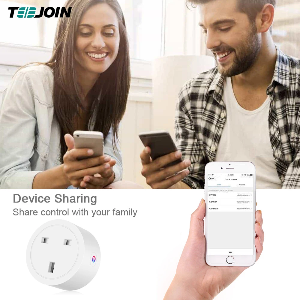 Teejoin Wireless Remote Control Alexa Google Home Enchufe Inteligente Power Smart Life Tuya Mini Uk Wifi Smart Plug Socket - ANKUX.COM