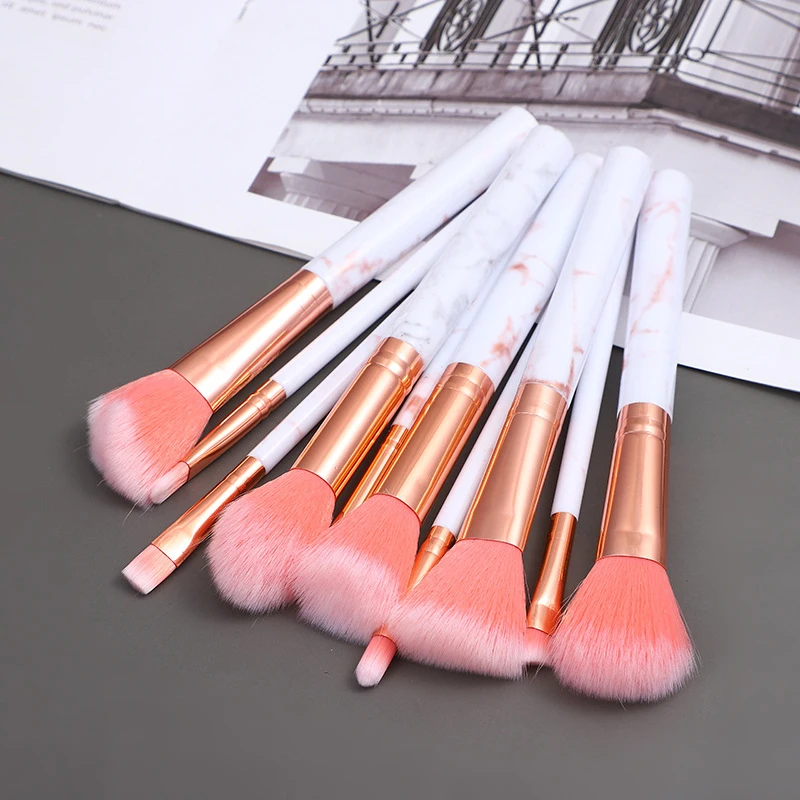 

Wholesale 10 Pieces Marble Makeup Brushes Personalized Makeup Brushes Set Private Label, As picture