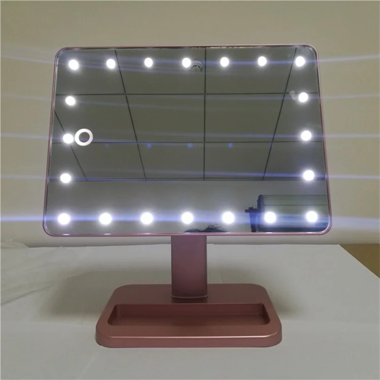 

Square Dimmable Led Lights Foldable Make Up Led Makeup Travel Mirror