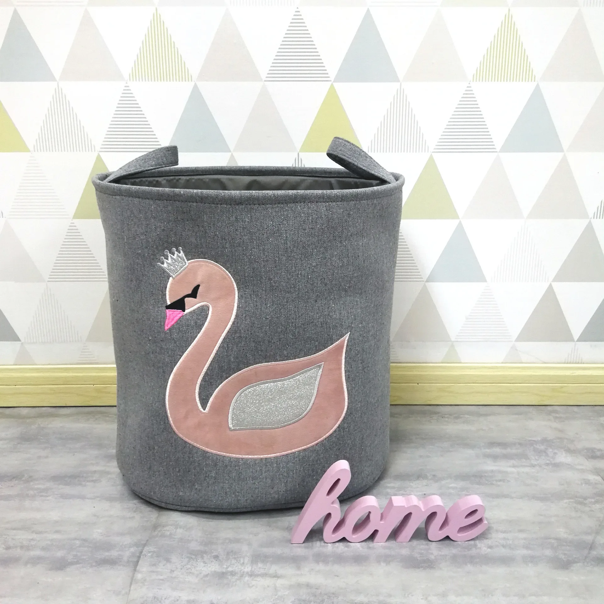 Cubo De Almacenamiento De Tela De Lona Con Mango Grande,Organizador