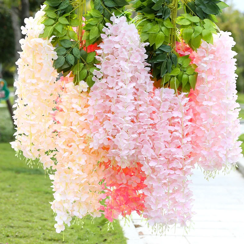 

F-W0111 Handmade Trailing Artificial Wisteria Hanging Silk Wisteria Flower Hanging For Wedding Decoration