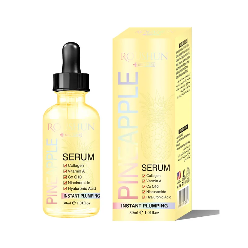 

ROUSHUN Pineapple Brightening Facial Serum Rich in Collagen, Vitamin A&Hyaluronic Acid, Instant Plumping Face Skin