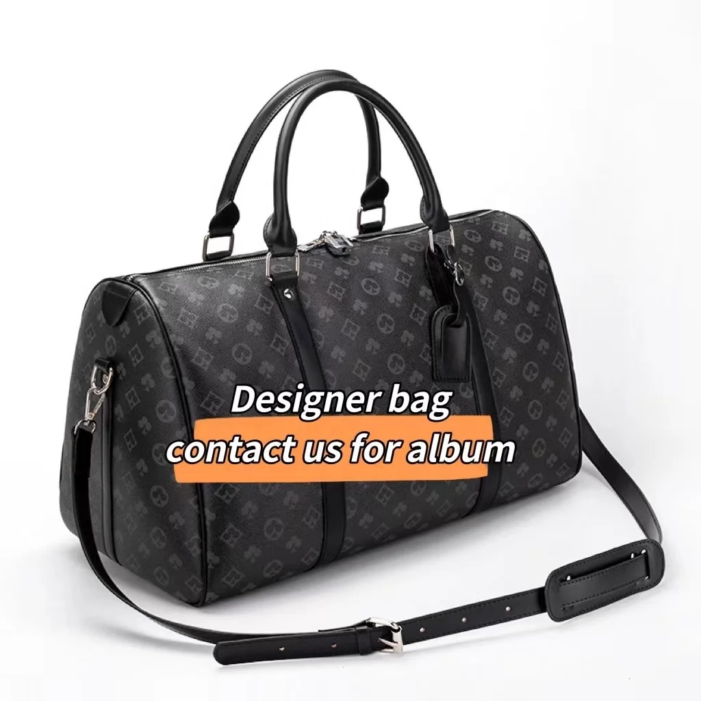 

Women men travel bag luxury hand bag luggage designer handbags famous brands crossbody sport leather duffle bag, Black