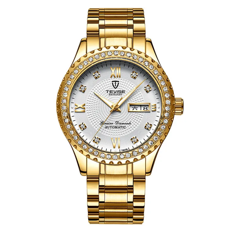 

OEM Top Men Watch Calendar Low MOQ Custom Logo Diver Automatic Waterproof Movement Gold Luxury Watch, Optional