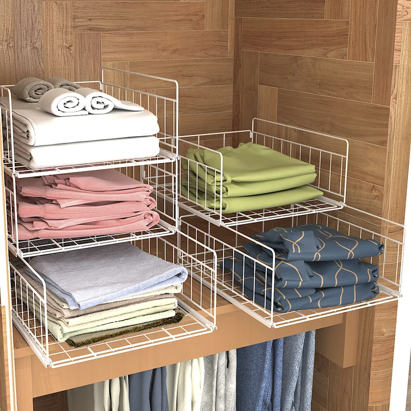 

Hot Selling Stainless Steel Stackable Cabinet Wardrobe Organizer Drawer Type Clothes Storage Racks and Basket