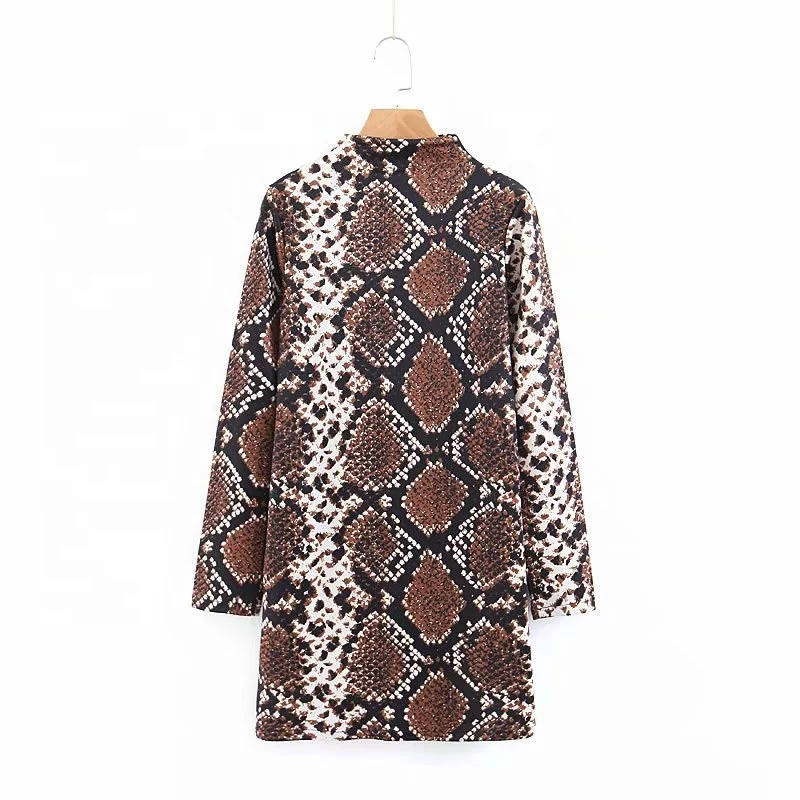 

B60952A Snake print jacquard long-sleeved dress for women's wear in autumn 2019
