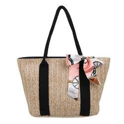 Hot Selling Pure Color Handbags Straw Shoulder Bag