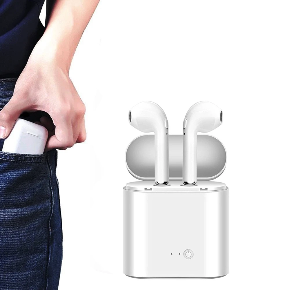 

New arrival Universal TWS in ear I7 twins hidden mini BT 5.0 Wireless earphones head phones With Charging case, White