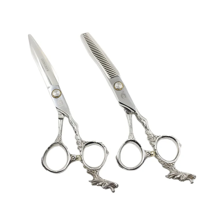 

Novel design The Barber Japanese stainless steel shears dragon handle scissors, Silver