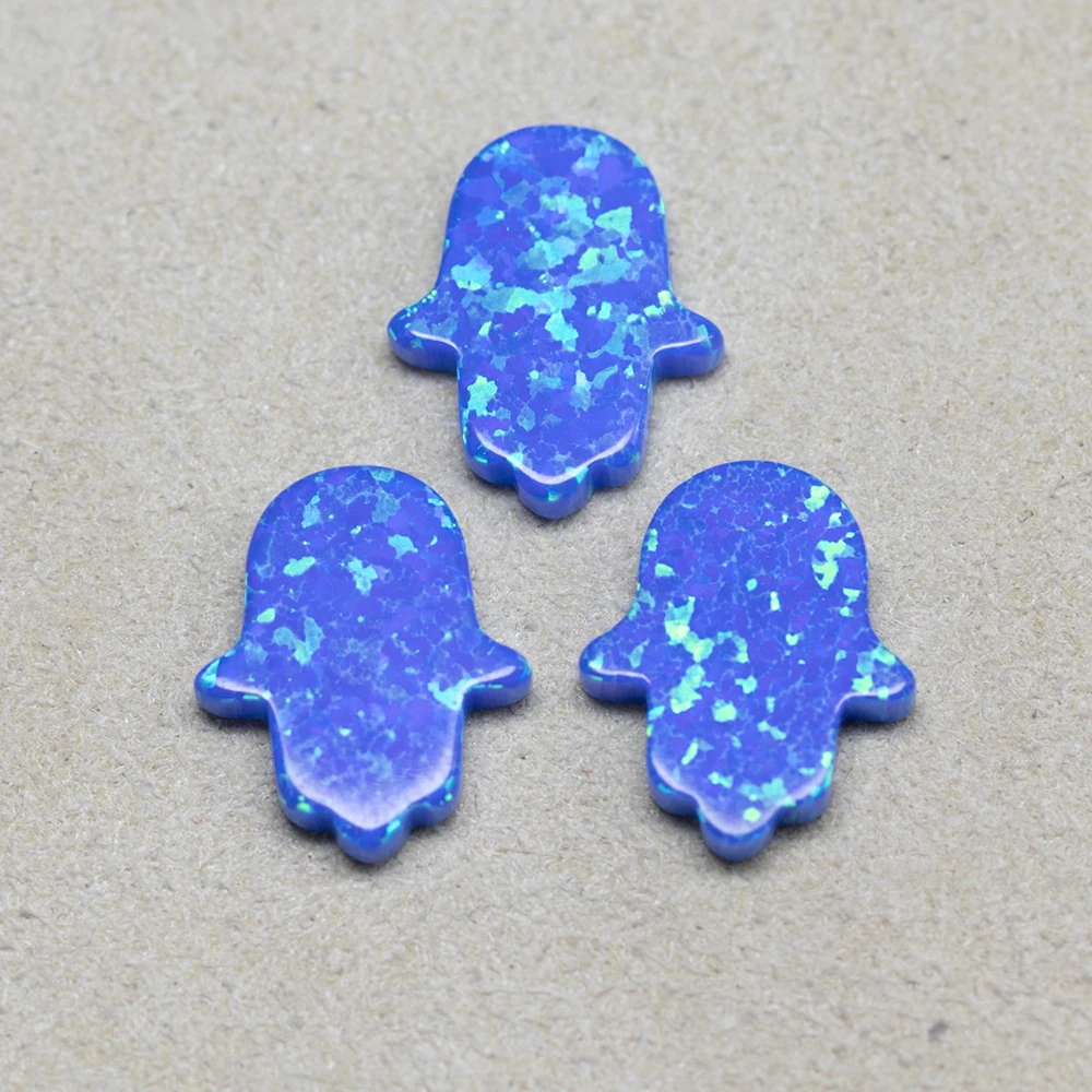 

Synthetic blue fire hand opal stone 11x13mm evil eyes opal hamsa gemstone price for jewelry