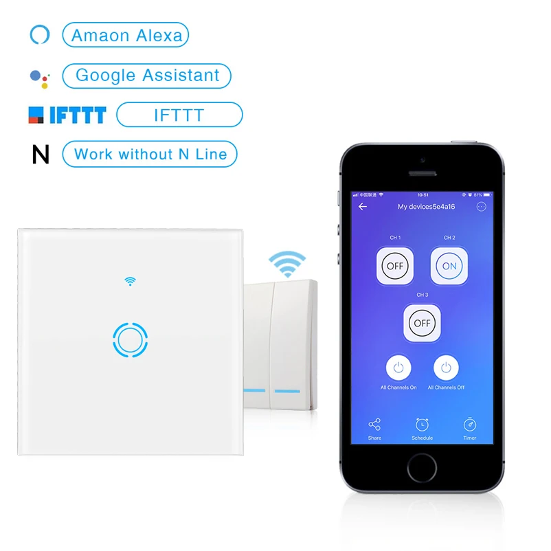 Chaoran Google Assistant Portable EU UK Smart Home Products Touch Switches - ANKUX.COM