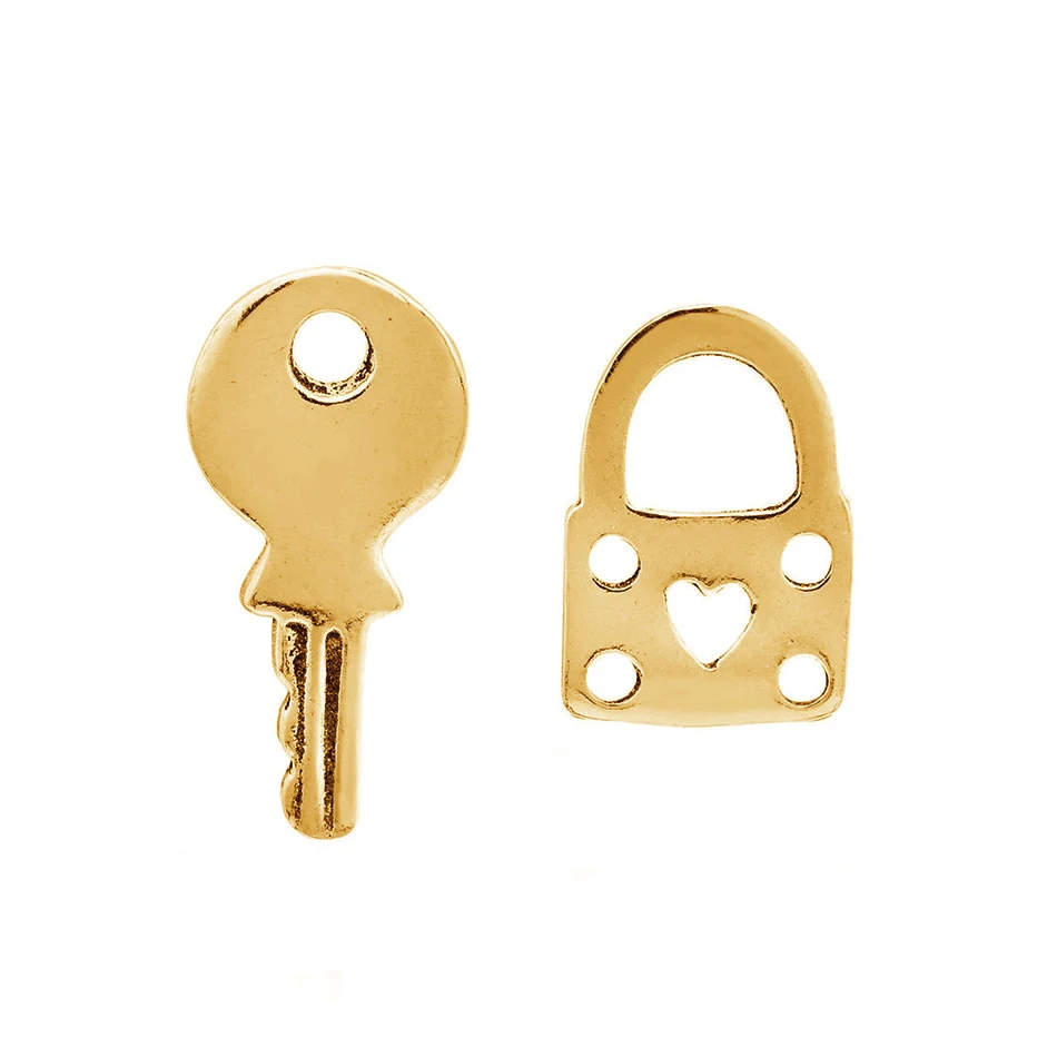 

Wholesale Minimalist Earrings Jewelry 925 Sterling Silver 18k Gold Plated Key Lock Stud Earrings