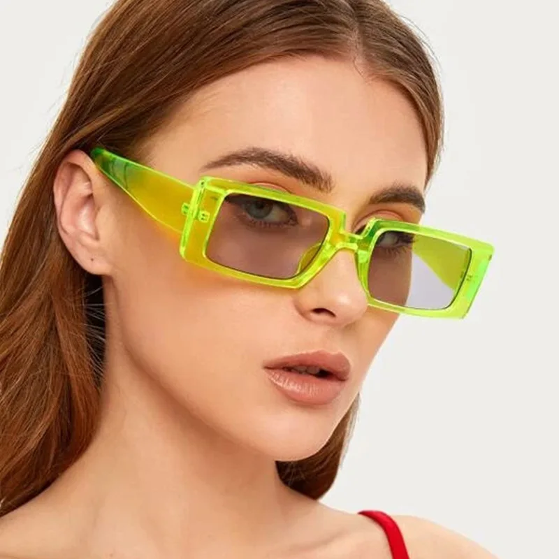

SKYWAY New Fashion Small Frame Sun Glasses Fluorescent Green Sunglasses Trend Square Men Women Sunglasses