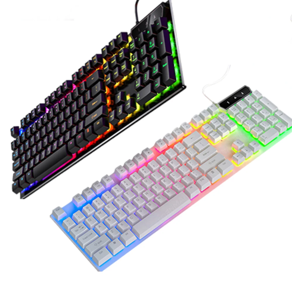 

Rofessional Gaming Keyboard V4 Led Backlit Usb Mechanical Feel Rgb Wired Usb Computer Keyboard For Laptop Pc Game Competition, Black,white