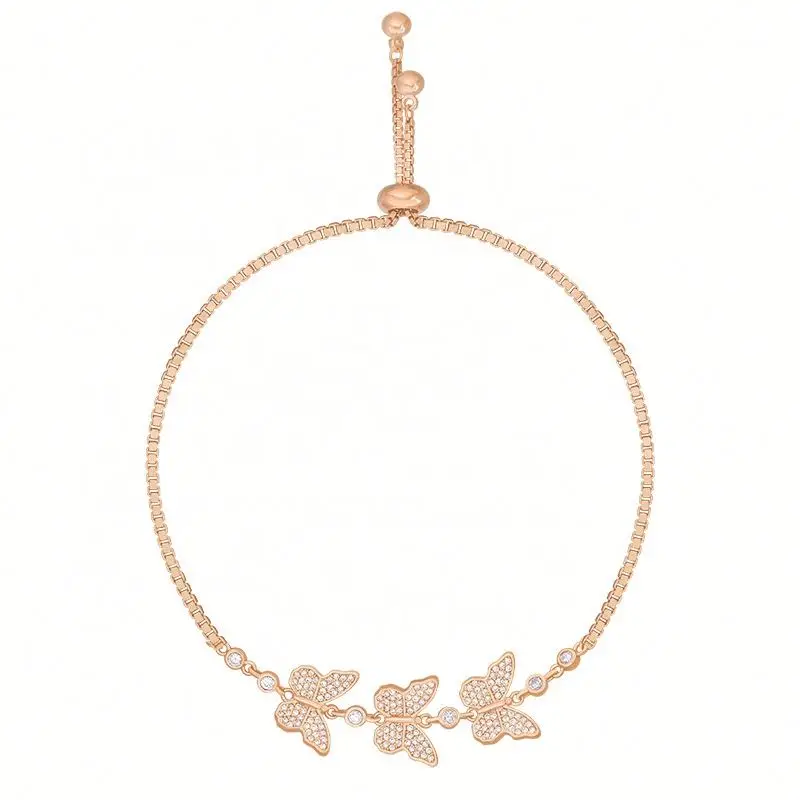

Three Butterflies Women's Bracelets Electroplated Alloy Diamond Bracelet, Picture