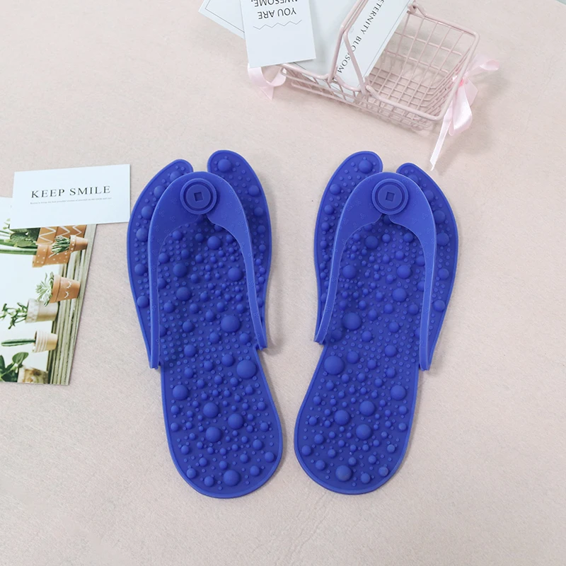

Custom design summer indoor outdoor sandals slipper open toe portable soft massage adjustable silicone flip flops