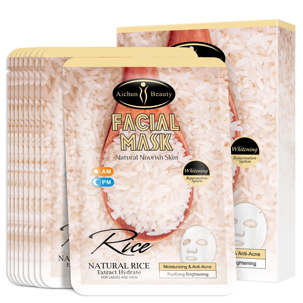 

Aichun Beauty 25ml*10pcs Natural Rice Extract Anti-Aging Whitening Moisturizing Brightening Rice Facial Mask