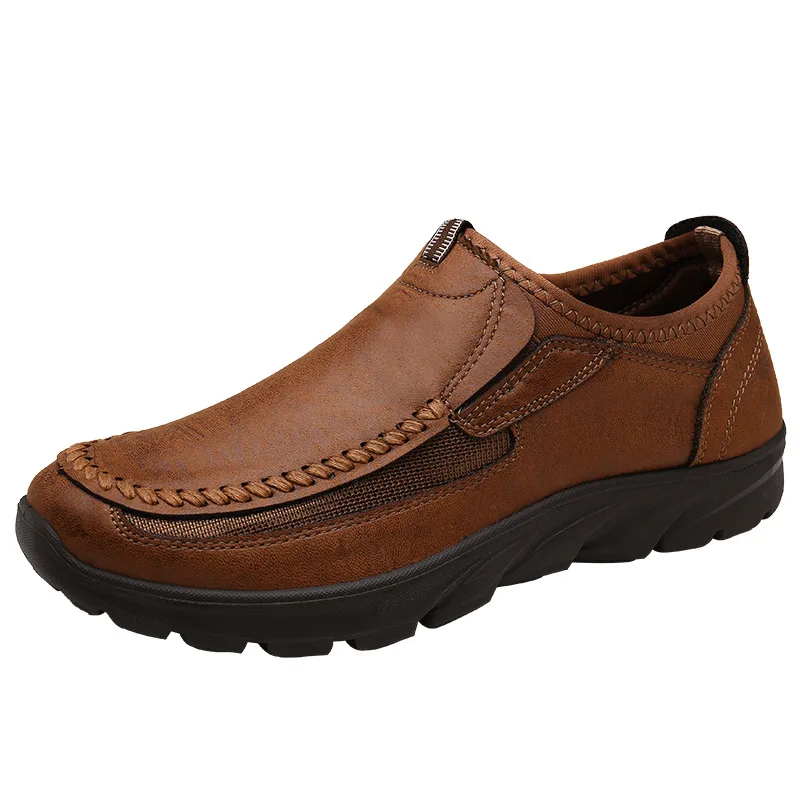

2021 new men's casual shoes Plush single shoes large leather shoes with soft soles