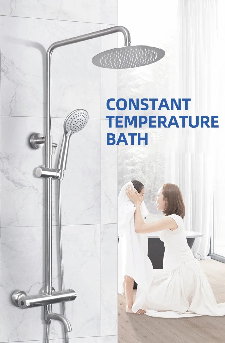 High Quality Wall Mounted Bathroom Sliding Shower Set Unique Stainless Steel Rain Bath Shower Set with Shower Mixer