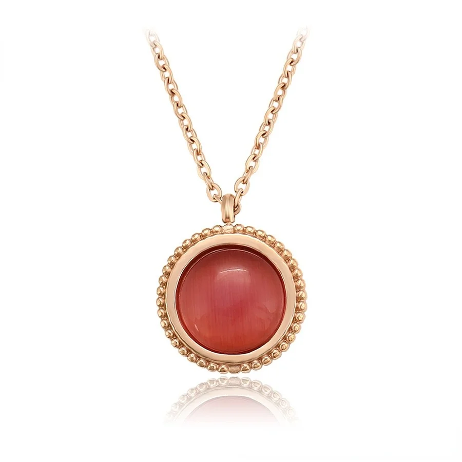 

A00673935 Xuping Jewelry Elegant Fashion Classic Redstone Rose Gold Stainless Steel Ladies Gift Necklace